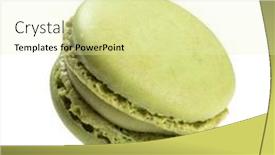  Presentation with french pastry - Amazing PPT layouts having pistachio-flavor-macaron-isolated backdrop and a soft green colored foreground