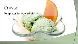  Presentation with orange slice - Theme featuring pistachio ice cream with orange and apple slice isolated on white background background and a white colored foreground