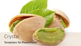  Presentation with white - Colorful PPT layouts enhanced with pistachio-macro-with-leaf backdrop and a coral colored foreground