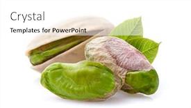  Presentation with nuts - PPT theme consisting of pistachio-nuts-with-leaves background and a white colored foreground
