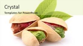  Presentation with nuts - Presentation design featuring pistachio nuts with leaves background and a yellow colored foreground
