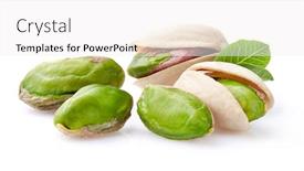  Presentation with leaves - Colorful PPT theme enhanced with pistachio-with-leaves-on-white backdrop and a white colored foreground