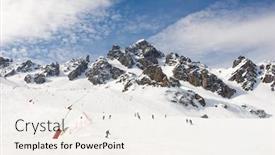 Presentation with ski - Presentation having piste-at-courchevel-ski-resort background and a sky blue colored foreground