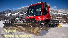  Presentation with snow cat - Audience pleasing theme consisting of piste-machine-snow-cat backdrop and a violet colored foreground