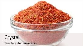  Presentation with saffron - Beautiful theme featuring pistil - glass bowl of saffron threads backdrop and a soft green colored foreground