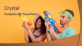  Presentation with guns - Beautiful presentation theme featuring pistol - portrait of a cheerful young backdrop and a yellow colored foreground