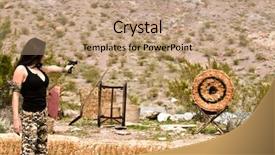  Presentation with shooting pistol - Audience pleasing PPT theme consisting of pistol at a gun range backdrop and a  colored foreground
