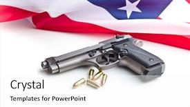  Presentation with usa flag - Presentation theme consisting of pistol bullets handgun and usa background and a white colored foreground