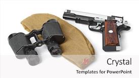  Presentation with forage - Presentation design consisting of pistol isolated on white background and a white colored foreground