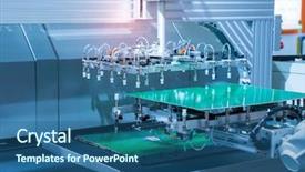  Presentation with machine assembly - Colorful slides enhanced with piston - automation of machine assembly backdrop and a ocean colored foreground