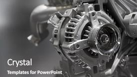  Presentation with combustion engine - Colorful slide deck enhanced with piston design - metallic shiny new internal combustion backdrop and a dark gray colored foreground