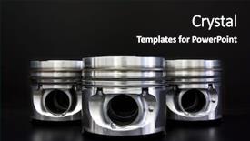  Presentation with engine - Cool new slide set with pistons isolated on black backdrop and a black colored foreground