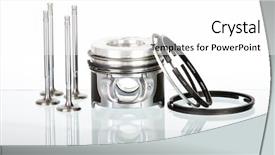  Presentation with engine - Presentation theme enhanced with pistons isolated on white background and a white colored foreground