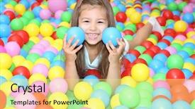  Presentation with plastic - PPT theme enhanced with pit - cute girl playing among plastic background and a blonde colored foreground