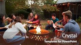  Presentation with hidden fire - PPT theme consisting of pit eating take-away pizza background and a tawny brown colored foreground