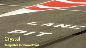  Presentation with race circuit - Audience pleasing PPT layouts consisting of pit lane entrance in car backdrop and a tawny brown colored foreground