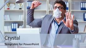  Presentation with good bad a moral dilemma - PPT theme with pit stop - businessman sweating excessively smelling bad background and a light blue colored foreground