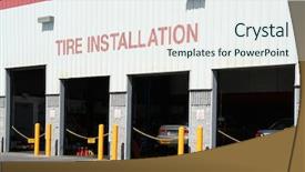  Presentation with pit stop - Cool new presentation theme with pit stop - photo of a tire installation backdrop and a sky blue colored foreground