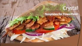  Presentation with kebab - Presentation theme featuring pita - doner kebab - grilled meat background and a coral colored foreground