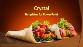  Presentation with kebab - Audience pleasing presentation consisting of pita - kebab - grilled meat backdrop and a dark gray colored foreground