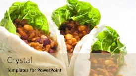  Presentation with mexican - Audience pleasing slide deck consisting of pita bread filled with mexican mixture backdrop and a coral colored foreground