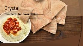  Presentation with wedges - Slides consisting of pita bread wedges and edamame background and a coral colored foreground