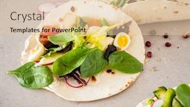  Presentation with bread - Presentation design featuring pita-bread-with-fresh-vegetables background and a lemonade colored foreground