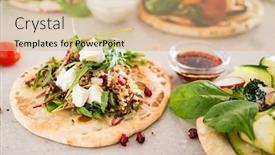  Presentation with bread - Cool new PPT theme with pita-bread-with-fresh-vegetables backdrop and a coral colored foreground