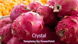  Presentation with pitaya - Slide set featuring pitaya fruit at traditional marketplace background and a wine colored foreground