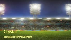  Presentation with stadium - Presentation design consisting of pitch - stadium with fans the night background and a tawny brown colored foreground