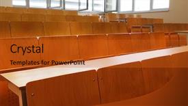  Presentation with lecture hall - Beautiful presentation design featuring pitch deck - empty seats in new modern backdrop and a gold colored foreground