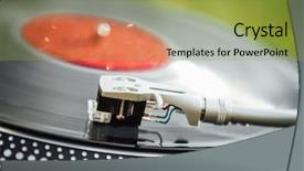  Presentation with honey bee closeup view - Theme having pitch deck - turntable headshell closeup view background and a yellow colored foreground