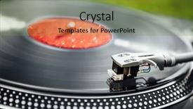  Presentation with vinyl record - PPT theme featuring pitch deck - turntable with lp vinyl record background and a gold colored foreground