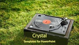  Presentation with vinyl record - Colorful presentation theme enhanced with pitch deck - turntable with lp vinyl record backdrop and a tawny brown colored foreground