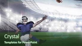  Presentation with american football - Audience pleasing slide set consisting of pitch toss - american football player kicking backdrop and a tawny brown colored foreground