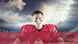  Presentation with football goal post american field - Slide deck enhanced with pitch toss - american football player background and a  colored foreground