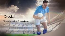  Presentation with golf player playing - Colorful PPT layouts enhanced with pitch toss - rugby player doing a side backdrop and a  colored foreground