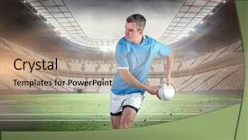  Presentation with golf player playing - Beautiful theme featuring pitch toss - rugby player doing a side backdrop and a  colored foreground