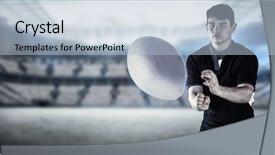  Presentation with stadium - Beautiful PPT layouts featuring pitch toss - rugby player throwing a rugby backdrop and a light blue colored foreground