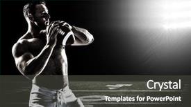 Presentation with american football - Colorful slide deck enhanced with pitch toss - shirtless american football player backdrop and a  colored foreground