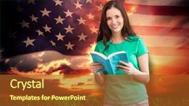  Presentation with america flag - Amazing slide deck having pitchbook - student picking a book backdrop and a  colored foreground