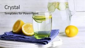  Presentation with infused detox water cucumber - Presentation theme enhanced with pitcher - fresh water with lemon background and a light gray colored foreground