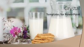  Presentation with milk - Beautiful slide set featuring pitcher-and-glass-of-milk backdrop and a light gray colored foreground