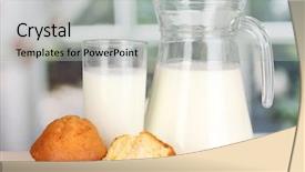  Presentation with muffins - PPT theme enhanced with pitcher and glass of milk background and a light gray colored foreground