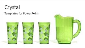  Presentation with beer - Beautiful slide set featuring pitcher and three glasses backdrop and a white colored foreground