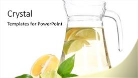  Presentation with lemon lime - Cool new slide set with pitcher of lemonade lime and lemon isolated on white backdrop and a white colored foreground