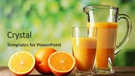 Presentation with orange juice - Audience pleasing presentation design consisting of pitcher of orange juice backdrop and a yellow colored foreground