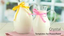  Presentation with milk - Audience pleasing PPT layouts consisting of pitchers-of-milk-on-table backdrop and a lemonade colored foreground
