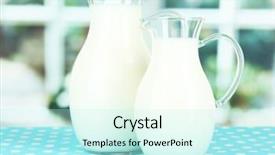  Presentation with milk - PPT layouts with oatmeal with raisins walnuts on plate studio photo background and a coral colored foreground