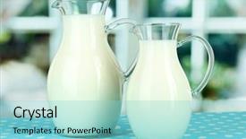  Presentation with milk - Slide set having pitchers of milk on table background and a  colored foreground